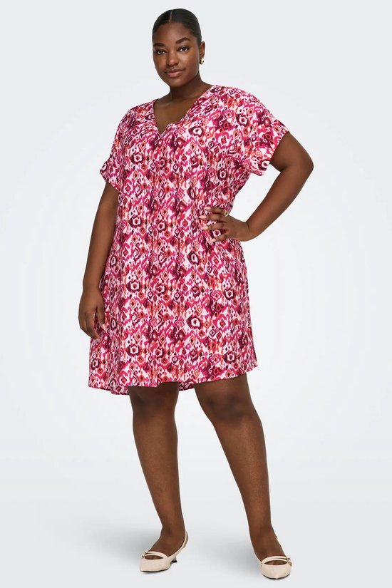ONLY CARMAKOMA CARHAVANA IN ONE V-NECK DRESS ROODPRINT maat 54