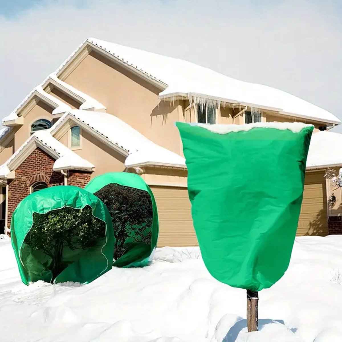 Vorsthoezen voor planten — 2-delige set (100 cm x 140 cm) — Winterbeschermhoezen voor planten, vorstdoeken voor bomen bij koud weer, thermodekens, beschermhoezen voor struiken buiten