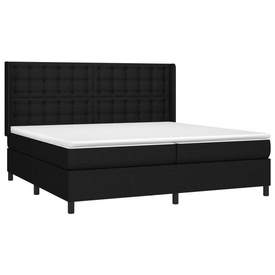 vidaXL - Sommier tapissier - avec - matelas - tissu - noir - 200x200 - cm