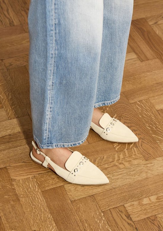 Manfield - Femmes - Slingbacks en daim jaune - Taille 37