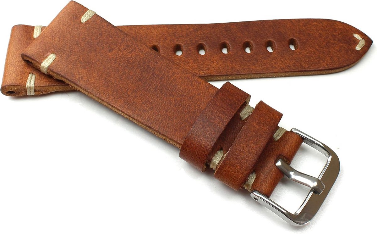 Herren Horloge Band - Vintage Leer - Dagelijks Gebruik - Duits Vakmanschap - 24mm - Bruin