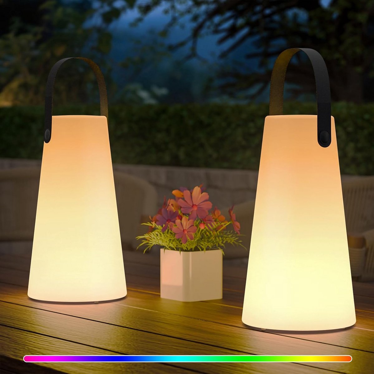 Draagbare Tafellamp - Draadloze Lamp - Buitenverlichting - IP44 Waterbestendig - 20cm Hoog - RGB Kleuren