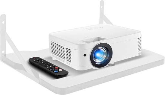 Witte wandplank drijvend 34×23 cm voor projector, router, modem | MDF en metaal, stevig en modern design