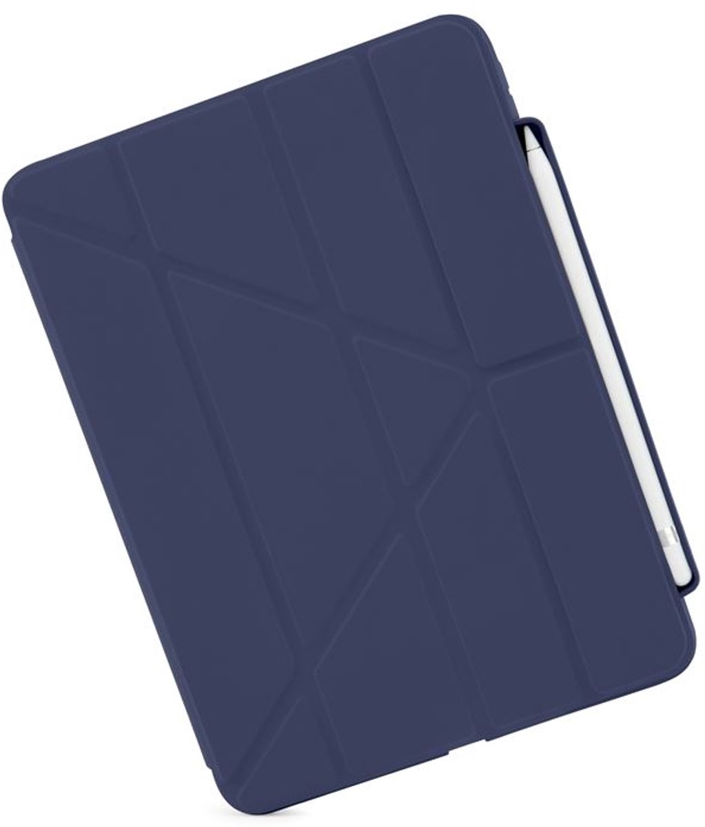 Pipetto Origami No3 Pencil Case – geschikt voor iPad 10.9 (2022) – met multifunctionele vouwbare cover – volledige 360˚ bescherming – geschikt voor Apple Pencil 2 - donker blauw