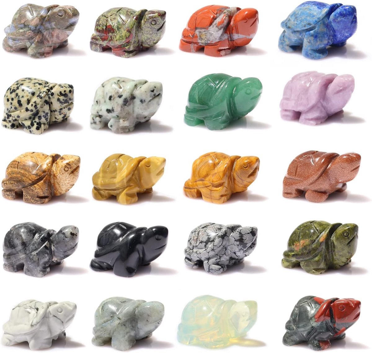 Edelsteen Schildpadjes - Kristal Beeldjes - Woondecoratie - Natuurlijk Handsnijwerk - 35 cm