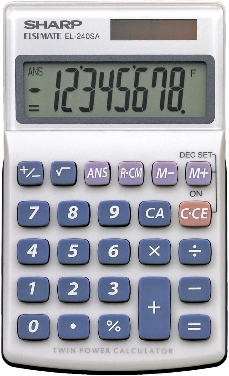 Basis Rekenmachine - Zakrekenmachine Cijferapparaat - Dagelijkse Berekeningen - Duidelijk LCD Scherm - Compact Formaat - Grijs