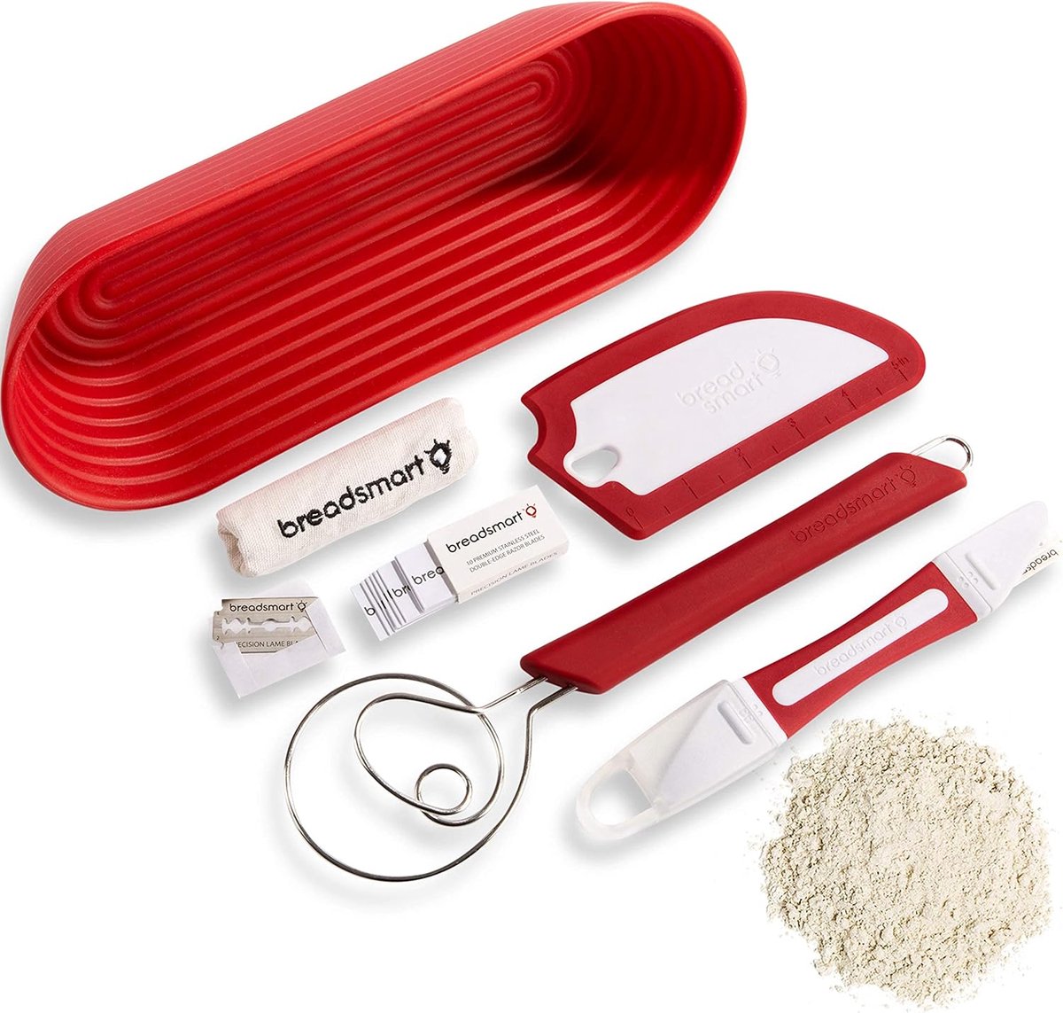 Brood Bakset - Bakbenodigdheden Set - Ambachtelijk Brood Maken - 5 Delig - 38x19 cm - Rood