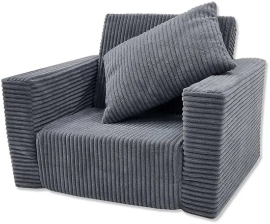 Kinderstoel Zitbank Opvouwbaar Zachte Puf voor Kinderen, Multifuntionele Relaxstoel en Matras, grafiet — afbeelding 5