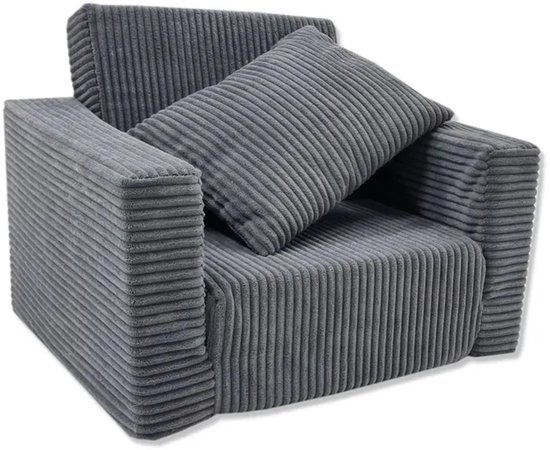 Kinderstoel Zitbank Opvouwbaar Zachte Puf voor Kinderen, Multifuntionele Relaxstoel en Matras, grafiet — afbeelding 3