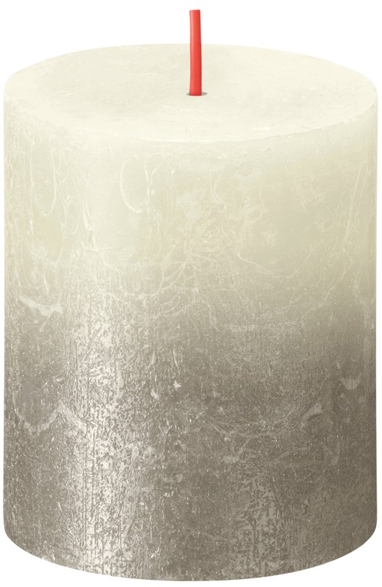 Bolsius Rustiek stompkaars - Fading metallic - 80/68 - 1 Stuk - Soft Pearl + Champagne Crème;Parel