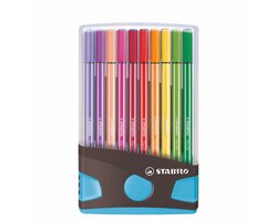 STABILO Pen 68 - Premium Viltstift - ColorParade - Antraciet/Licht Blauw - Set Met 20 Verschillende Kleuren