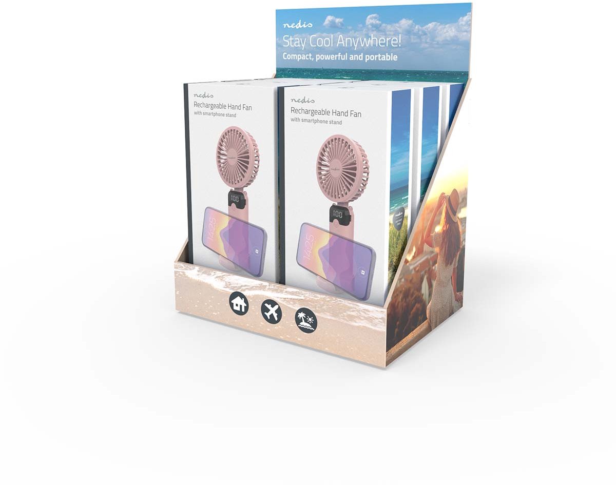 Nedis Hand Ventilator - 5000 mAh - 6 Snelheden - 14 uur - Kantelbaar - 6 Stuks