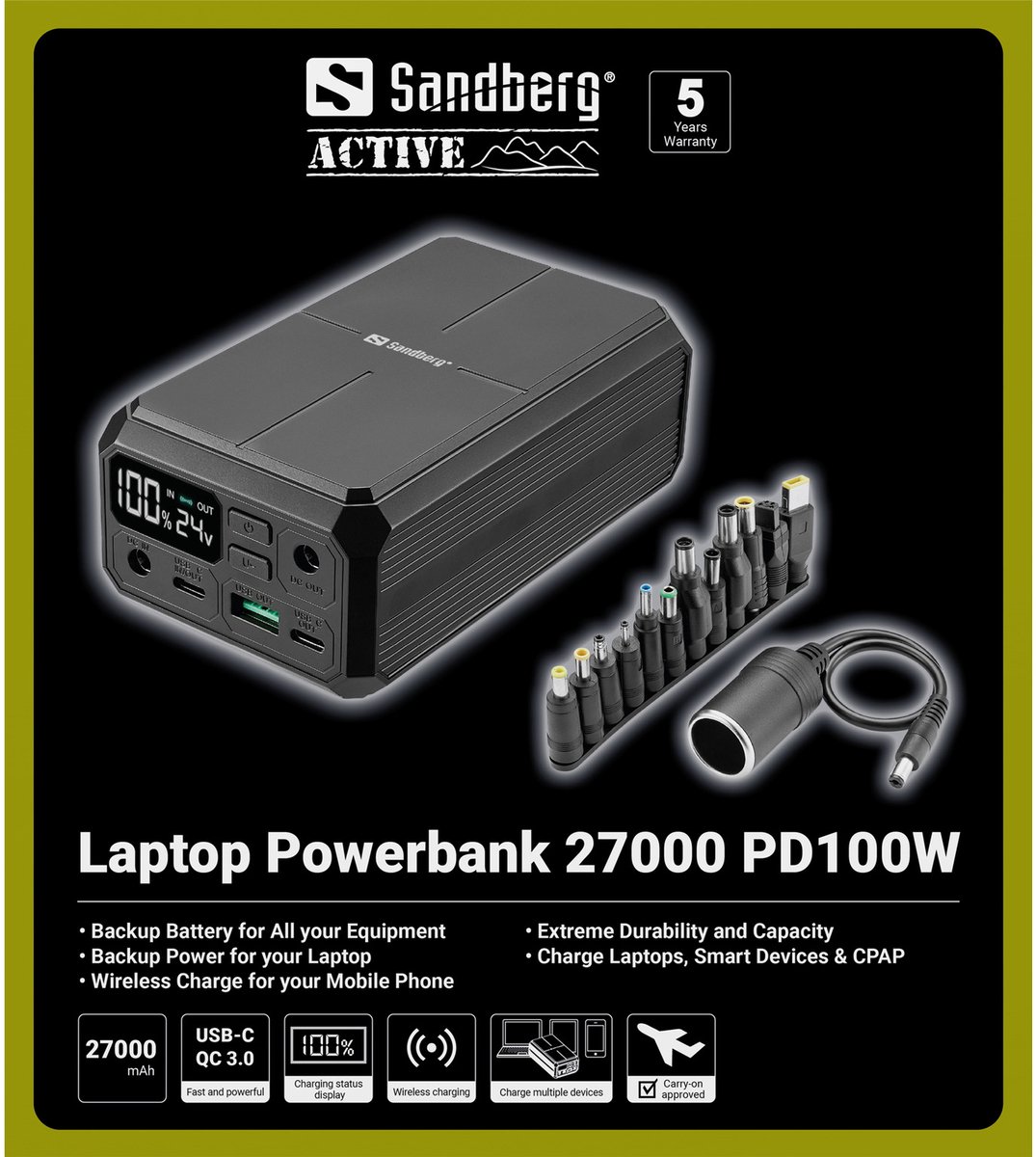 Sandberg PD100W Powerbank 27000 mAh - afbeelding 2
