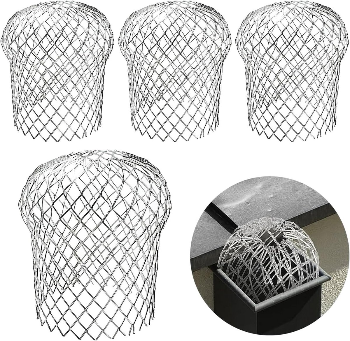 Aluminium Dakgootrooster Set - 4 Stuks Dakgootbescherming tegen Bladeren en Vuil