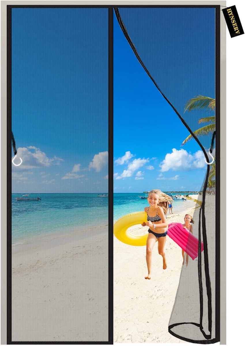 Magnetisch Hor Horren Zwart 140x200cm Voor Deur Zonder Boren Eenvoudig te Installeren