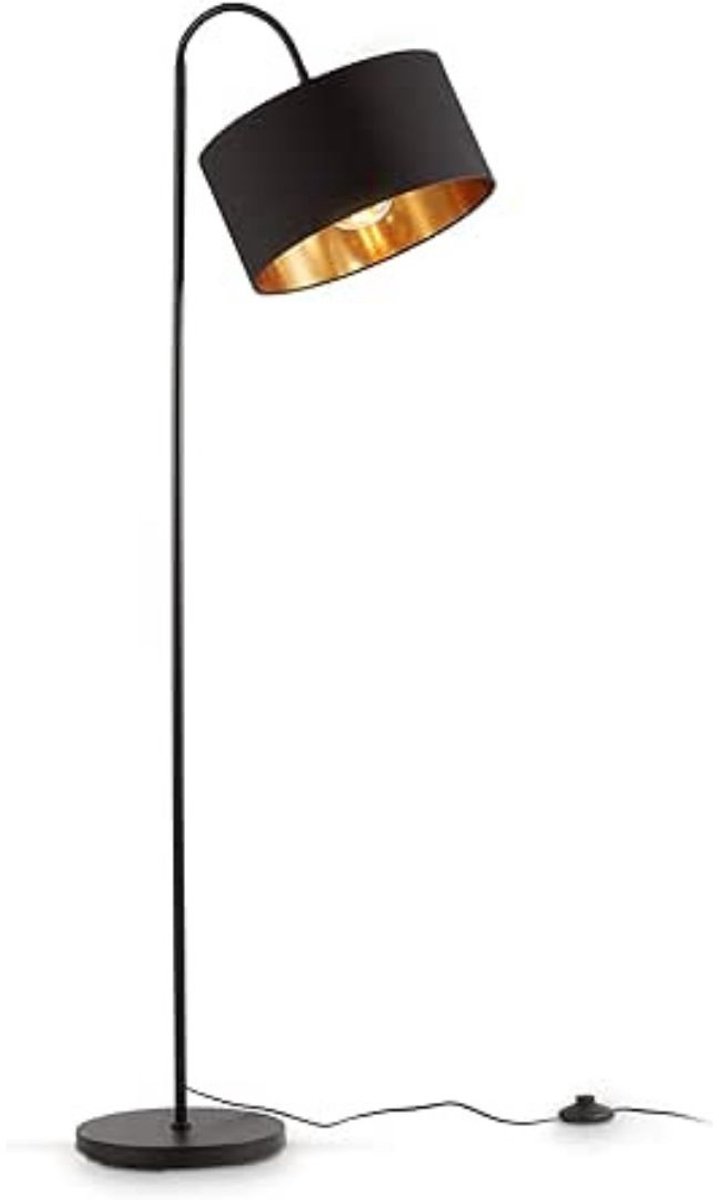 MIRA® Booglamp - Woonkamer Booglamp - Eetkamer Booglamp - 180x108 - Stoffen Lampenkap - Zwart - 25cm x 52cm x 145cm