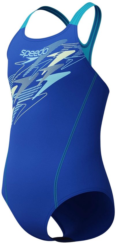 Speedo Medley Logo Medalist Meisjes Sportbadpak - Badpak Meisjes met Stretch - Vormvast Zwempak Meisjes - Sportbadpak Meisjes met Medalist-bandjes - Blauw/Paars - 152