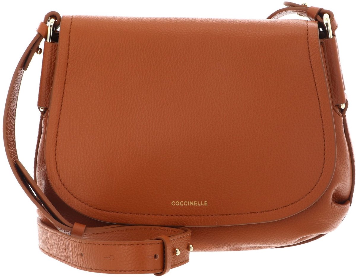 COCCINELLE Leren schoudertas Rebekka Handbag Grained Leather Crab Lichtbruin