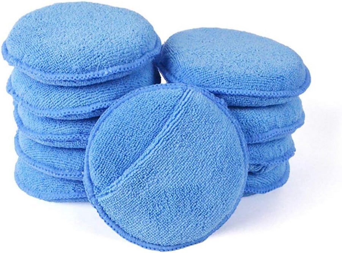 10x Microvezel Wax Applicator Pads met Vingerzak voor Auto, Motor, Boot - Blauw 5 Inch