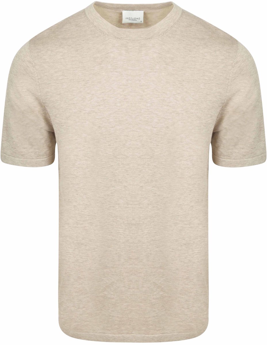 Profuomo T-Shirt Knitted Beige - Maat M - Heren - Casual T-shirts