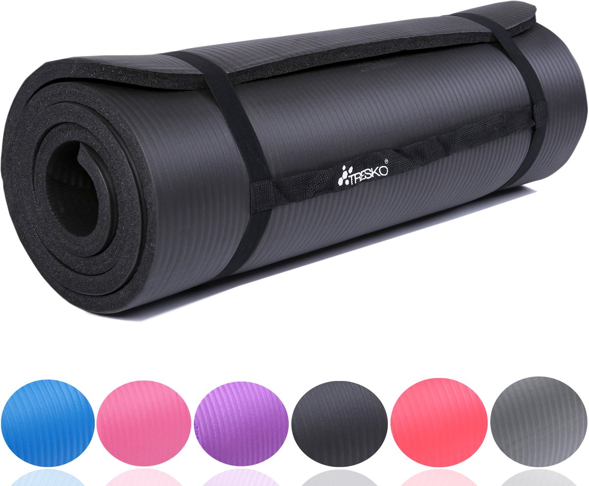 Yogamat Zwart - 190 x 100 x 1,5 cm - Fitnessmat - Sportmat - Antislip - Met Draagzak - Pilates - Aerobics