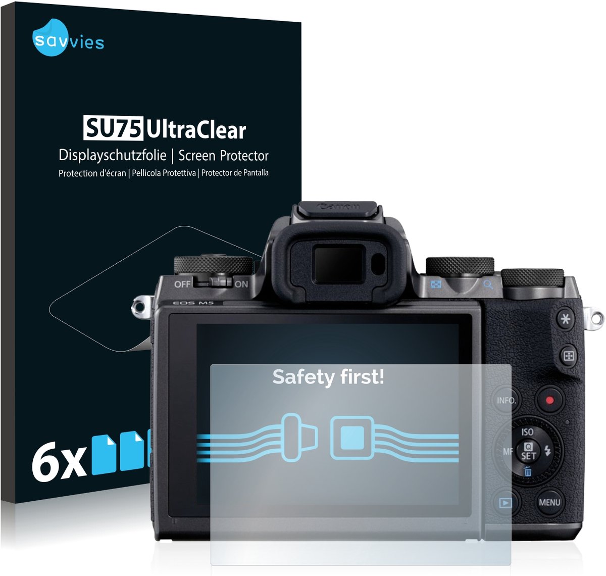 Savvies - Screenprotector voor Canon EOS M5 - Folie Beschermfolie transparant 6 Stuks