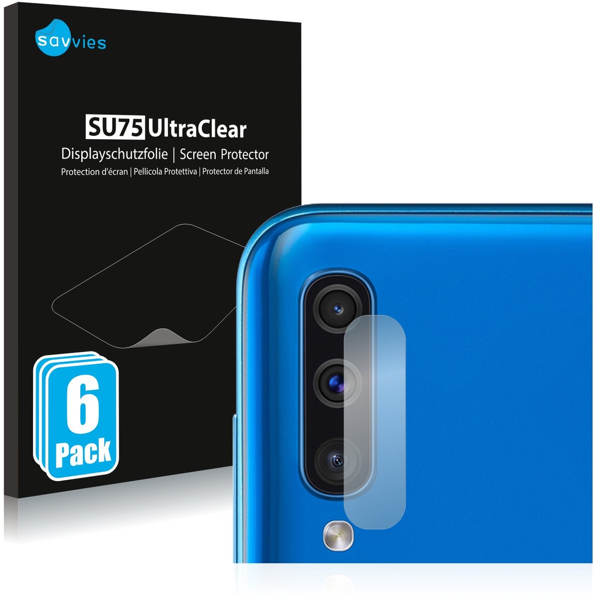 Savvies - Screenprotector voor Samsung Galaxy A50 (ALLEEN Camera Lens) - Folie Beschermfolie transparant 6 Stuks