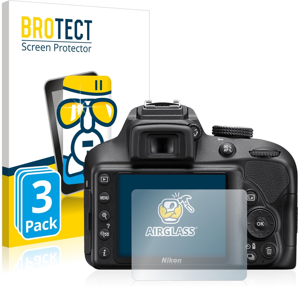 Screenprotector 3 Stuks voor Nikon D3400 Beschermglas transparant