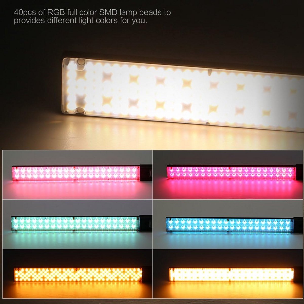 RGB LED Lichtstaaf voor Fotografie en Video met Instelbare Kleurtemperatuur