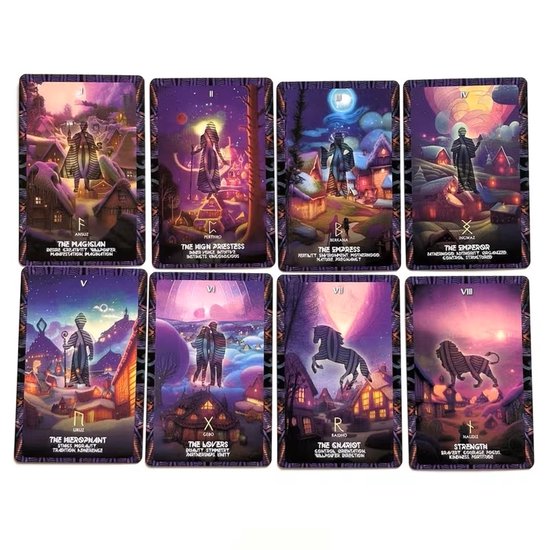 Viking Tarot – 22 Grote Arcana – Nordic Illustraties & Runen – Mystiek Noords Tarot Deck – Engels