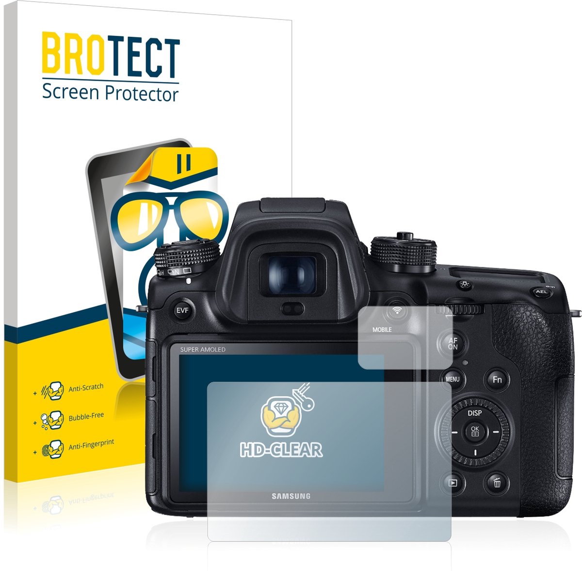 BROTECT - Screenprotector voor Samsung NX1 - Folie Beschermfolie transparant 2 Stuks