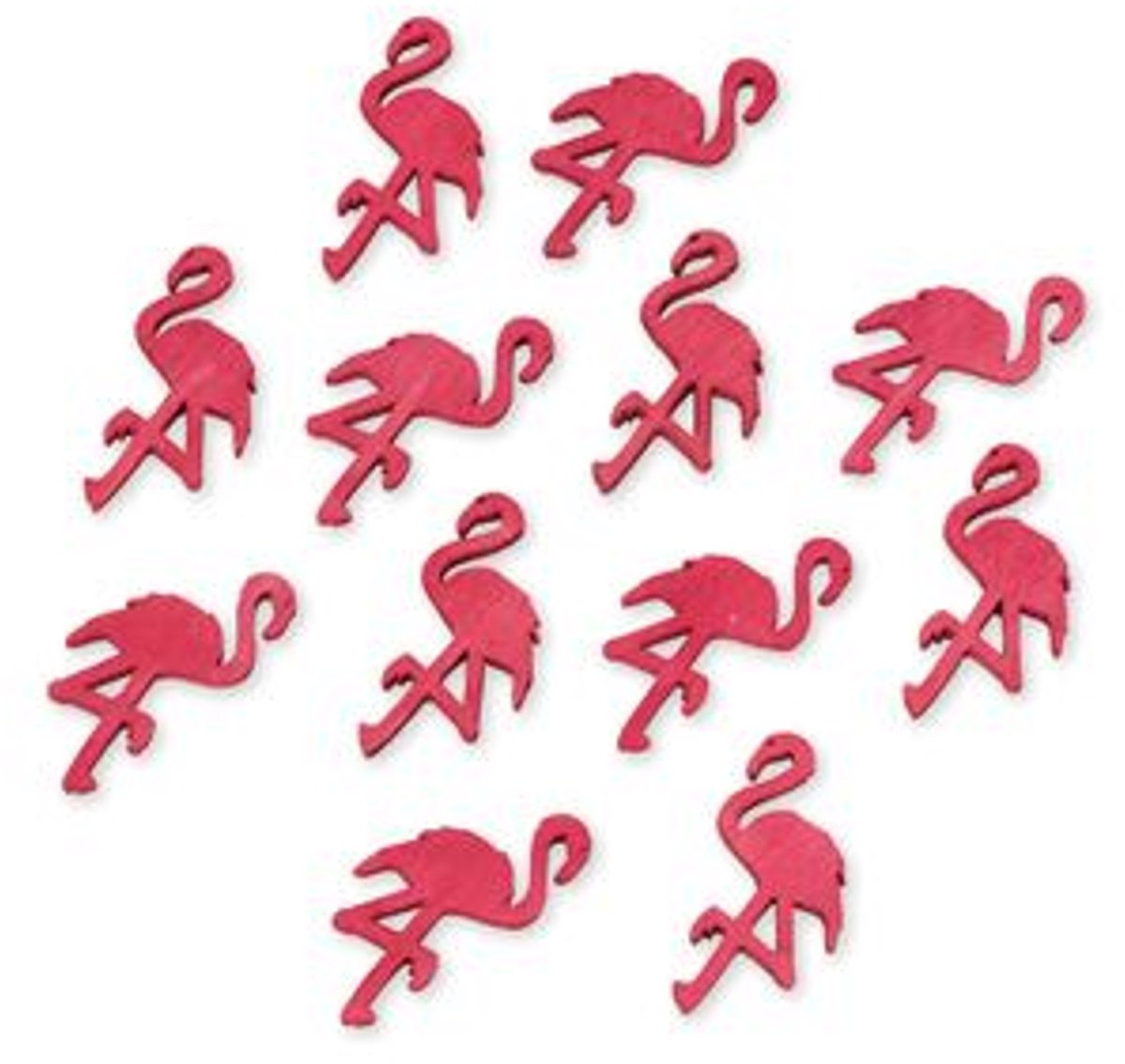 CHAKS - 12 houten roze flamingo's 5 x 2,5 cm, exotische decoratie