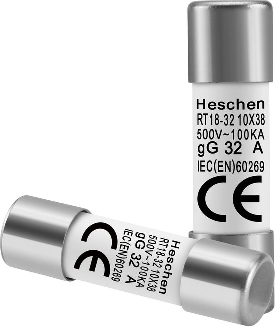 Cilindrische keramische buiszekeringen, 10 x 38 mm, 32 A, 500 V, pack