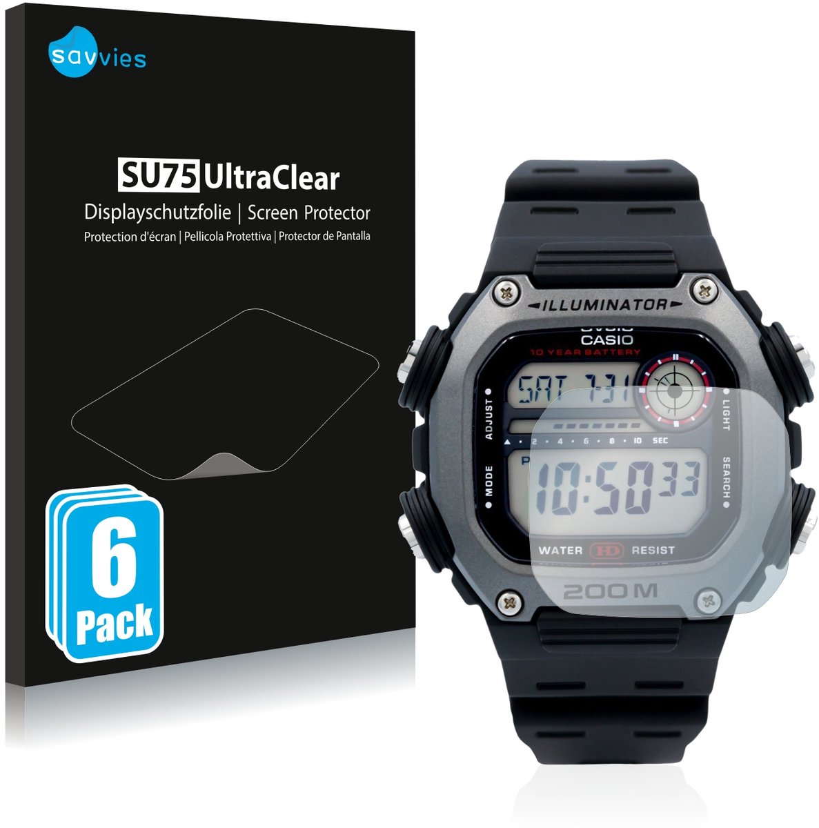 Savvies - Screenprotector voor Casio DW-291H - Folie Beschermfolie transparant 6 Stuks