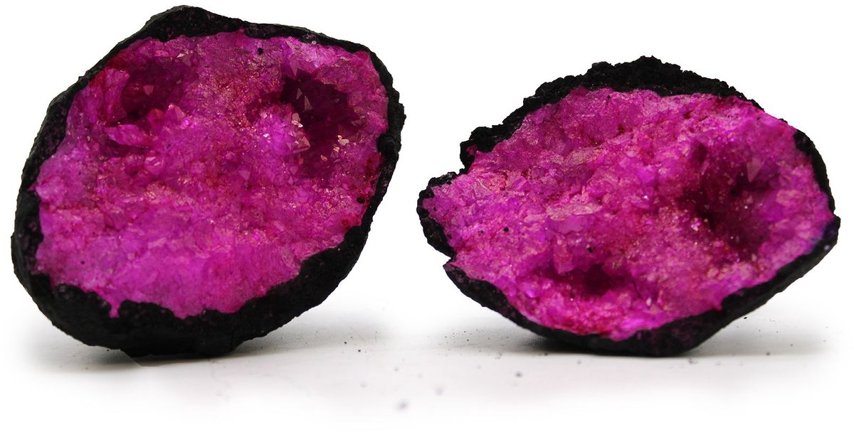 Gekleurde Calciet Geodes - Zwarte Steen - Donkerrood