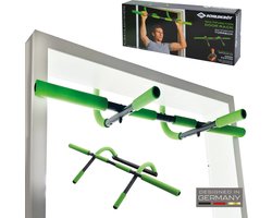 Schildkröt Fitness Optrekstang - Deur Pull-Up Bar Met Diverse Functies - Staal - Groen/Antraciet