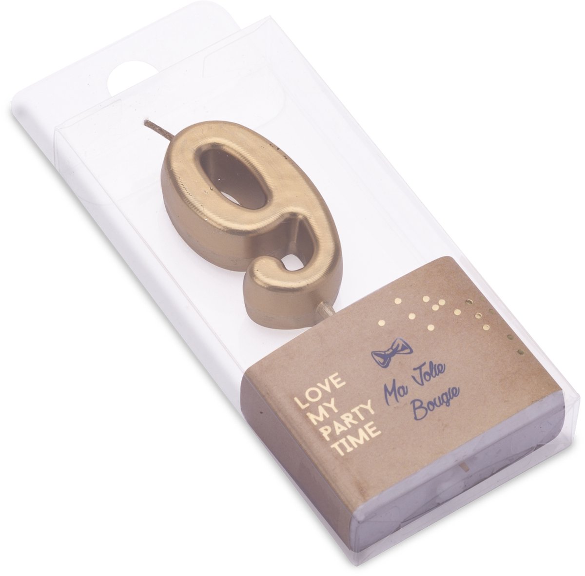 ARTYFETES - Verjaardagskaars cijfer 9 goud metallic 4,3 cm met prikker