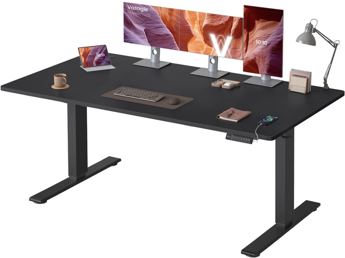 Elektrisch Bureau - Sta bureau - Ergonomisch werken - Geïntegreerde USB-C - 160 x 80 cm - Zwart