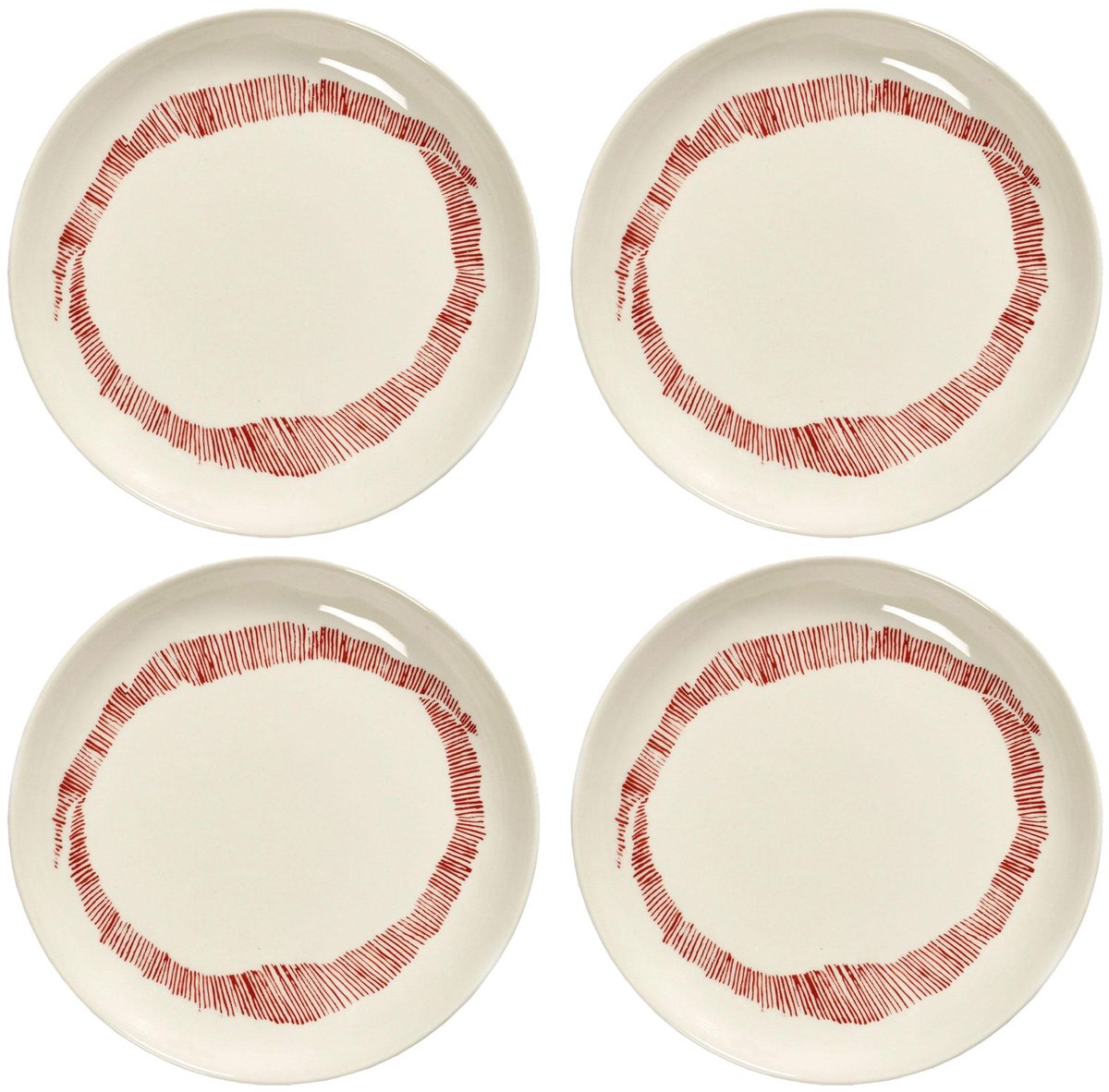 Serax - Ottolenghi Feast - Bord XS - Wit/Rood - 16 Ø - 4 stuks