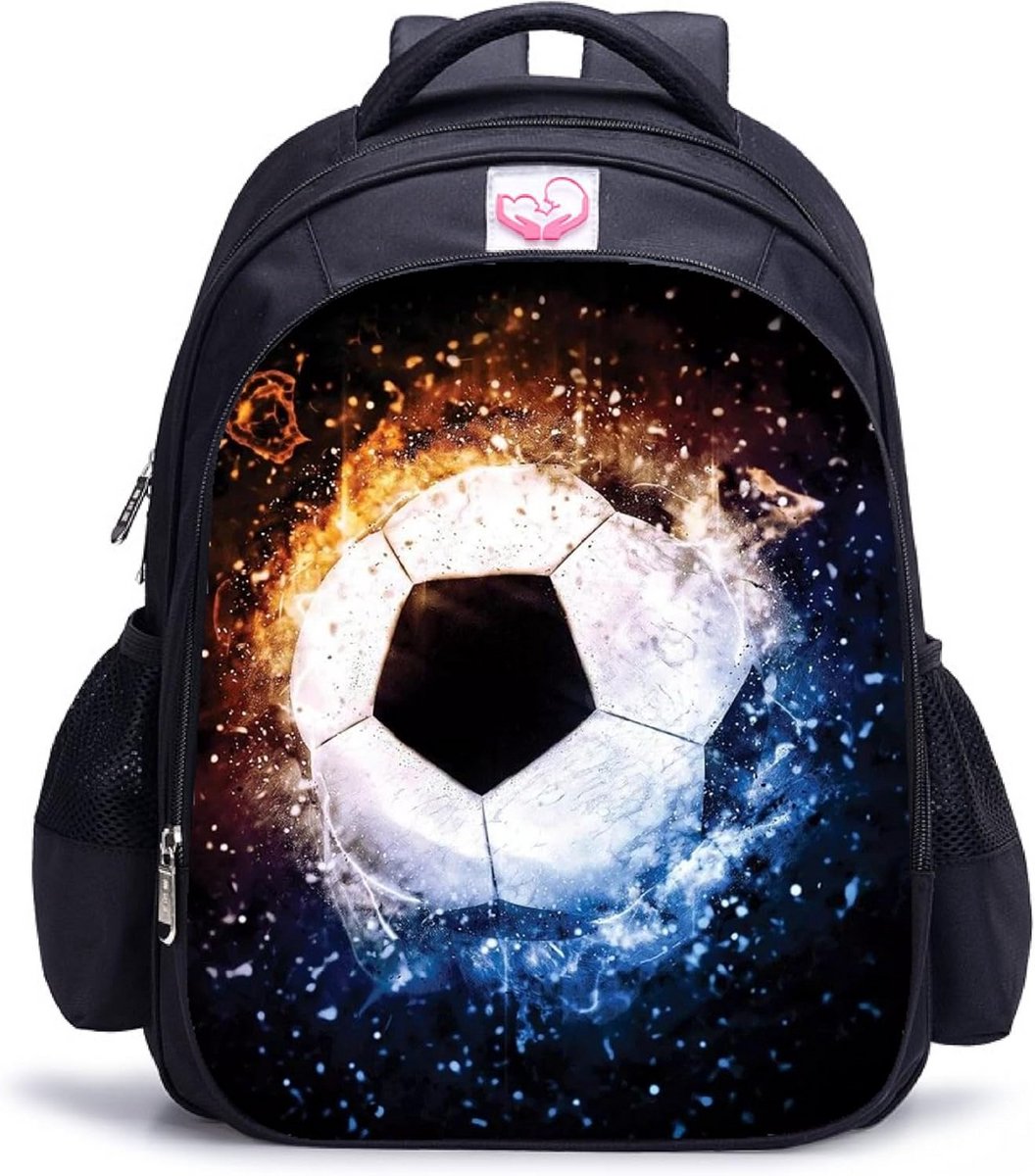 3D Voetbal Kinderrugzak voor Jongens en Meisjes - Schooltas voor School, Sport en Reizen