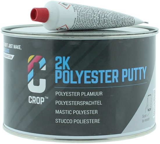 CROP Polyesterhars Plamuur 2K - 1,3 Liter - Reparatie voor Auto - Polyester hars Vulmiddel - Autoplamuur met Verharder - Zelf Egaliserend