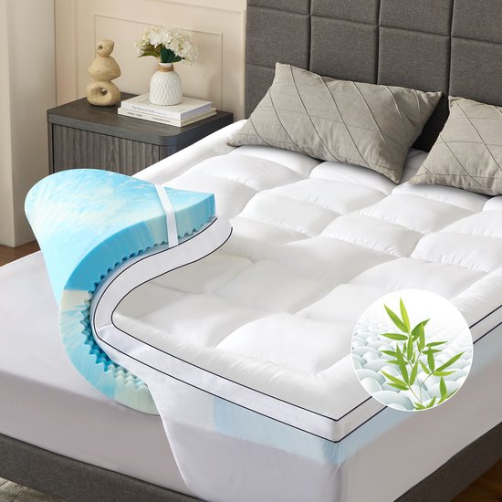 NicePlus Surmatelas 7 cm Wit - Surmatelas Mousse à Mémoire 140x200 cm - Surmatelas Medium Fermeté - Surmatelas de Confort Confortable pour Protection de Matras