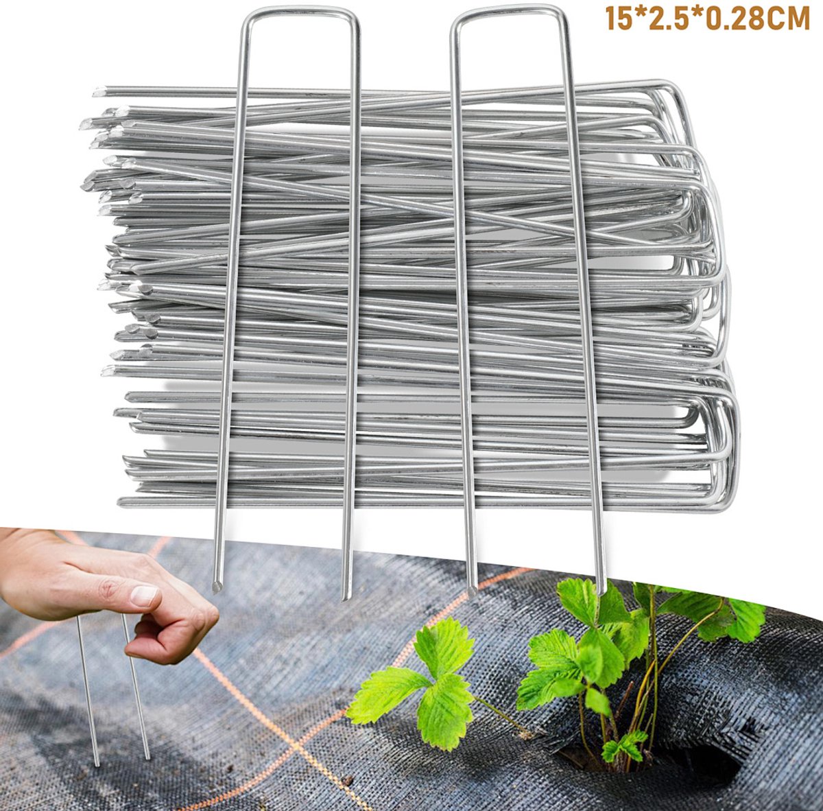 Gronddoek pen / Anti-Worteldoek Haken 15 x 2.5 x 0.28 cm 150 STUKS