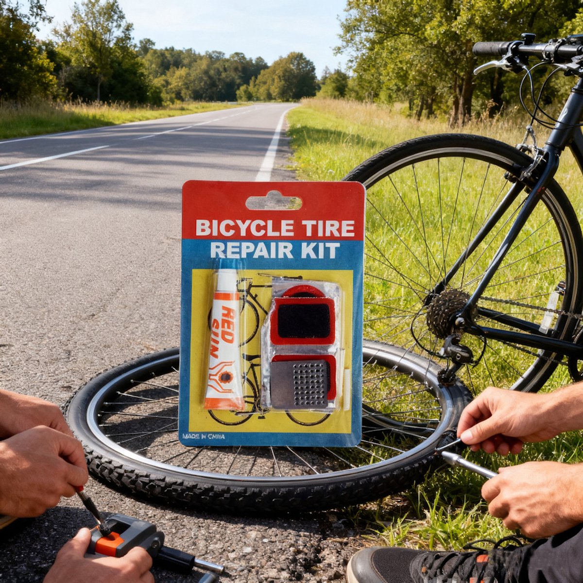 Decopatent - Fiets Reparatieset 8-Delig - Fiets Bandenplakset voor Fiets, E-Bike, Fatbike , MTB, Elektrische fiets - Fietsband Reparatieset - Banden plakset - Lekke band - Bicycle Tire Repair Kit thumbnail 6