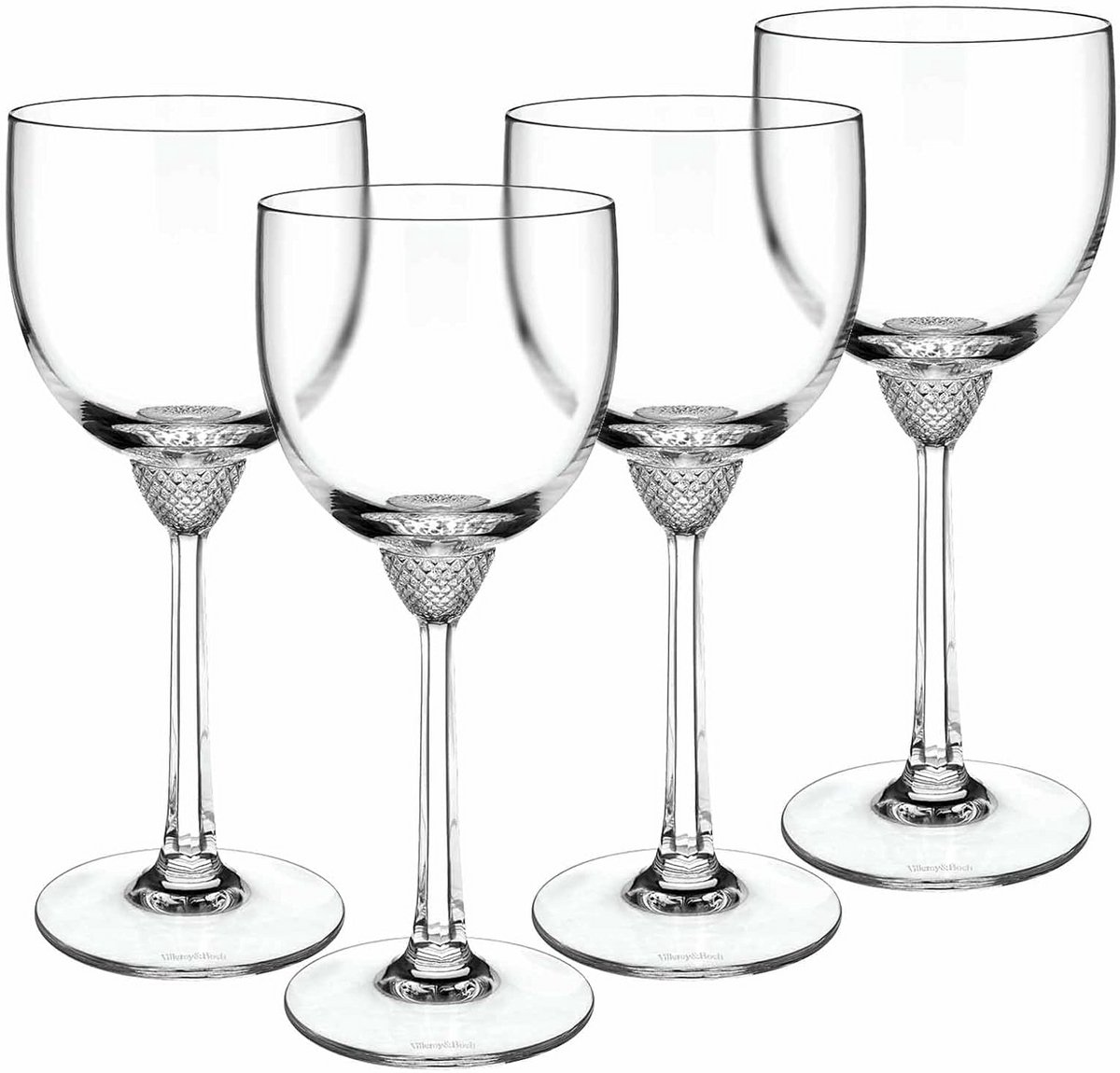 Luxe Kristallen Wijnglazen Set van 4 met Decoratieve Elementen