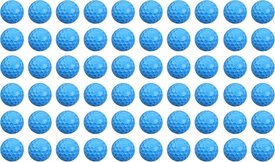 Een raster van 60 blauwe Nerf Rival ballen met een honingraatpatroon.