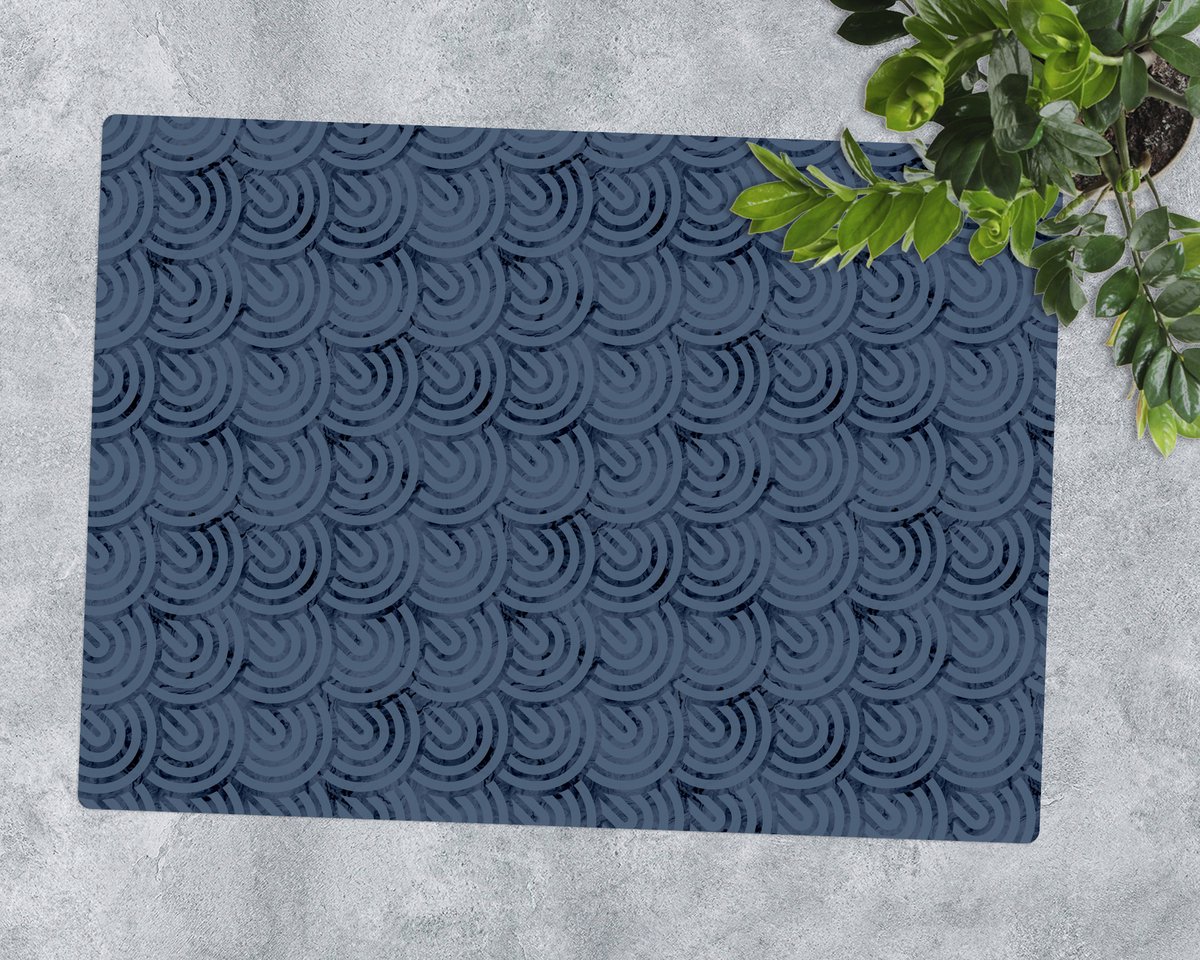 Coloray Vloerbeschermer - Geometrische bogen Vloerbeschermer Bureaustoel - 100x70 cm - Blauw Bureaustoelmat - Vloerbeschermer Vinyl - PVC Vloerbeschermer - Rechthoekige Mat - Geometrische patronen Thema