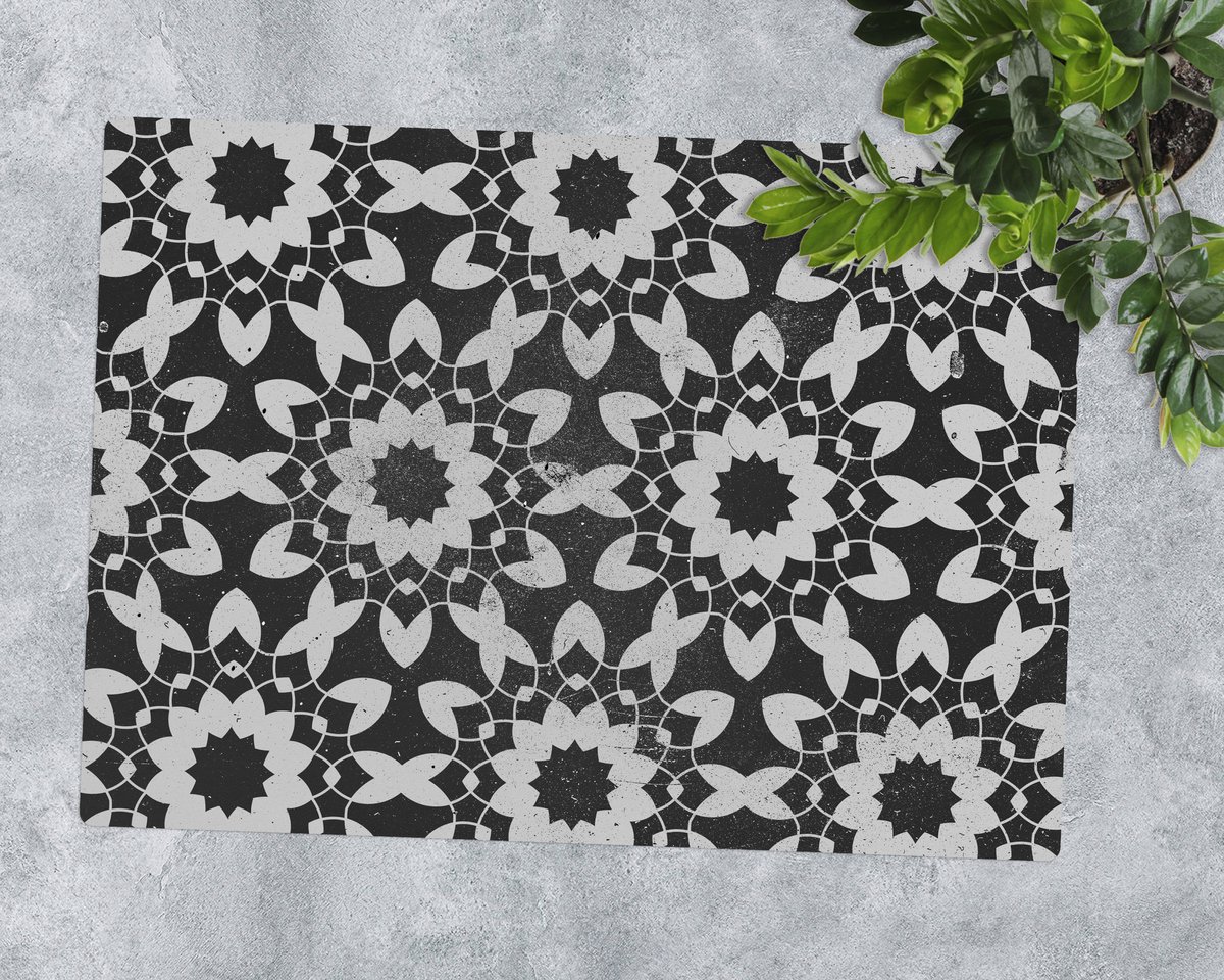 Coloray Vloerbeschermer - Decoratieve mandala Vloerbeschermer Bureaustoel - 100x70 cm - Zwart-wit Vloerbeschermer Groot - Vloerbeschermer Bureaustoel Tapijt - Mótif Bureaustoelmat - Rechthoekige Mat - Natuur Thema