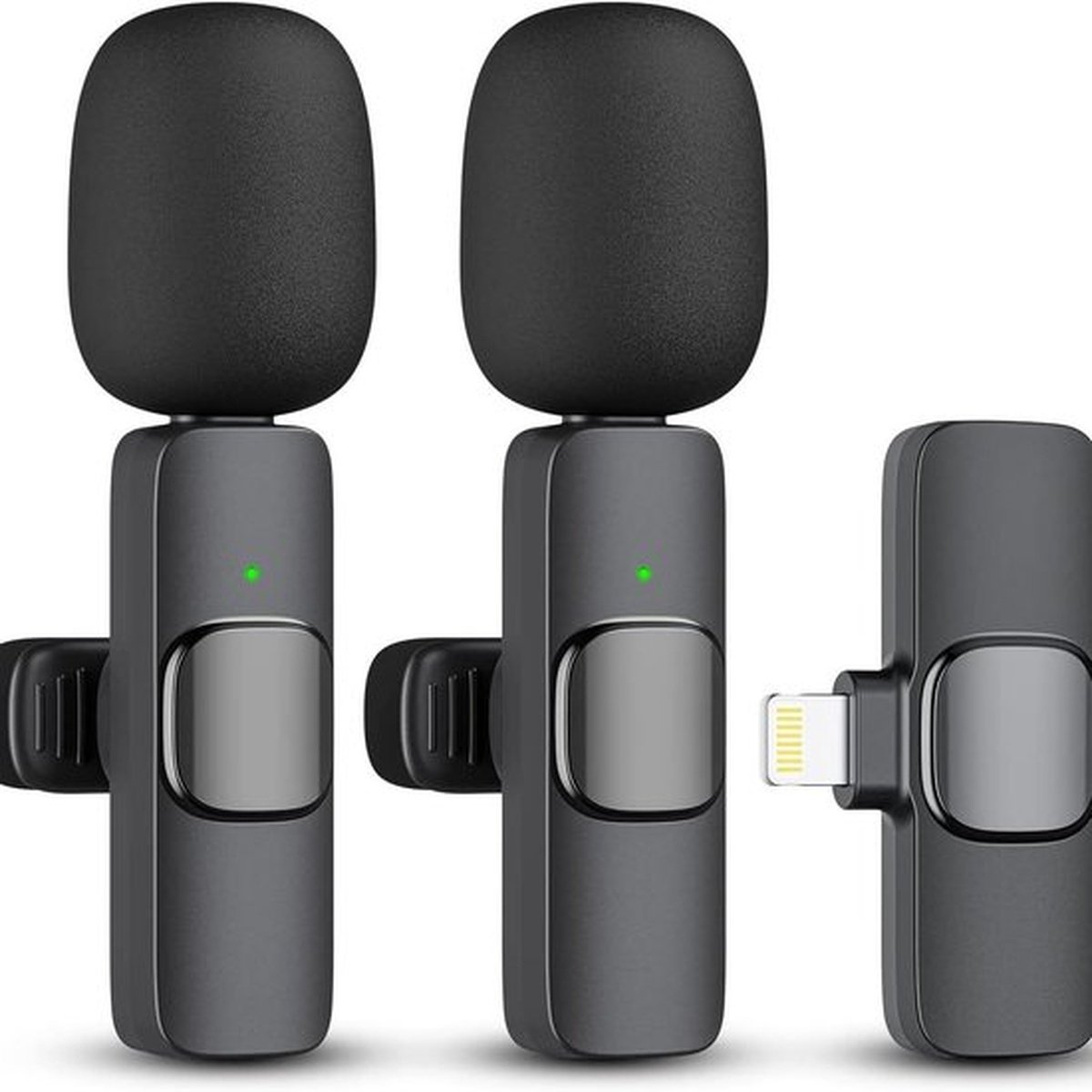 2 stuks draadloze clipmicrofoons - Geschikt voor iPhone - Voor interviews, video's, podcasts, vlogs en YouTube - Mini microfoon met ruisonderdrukking (Lightning-aansluiting)