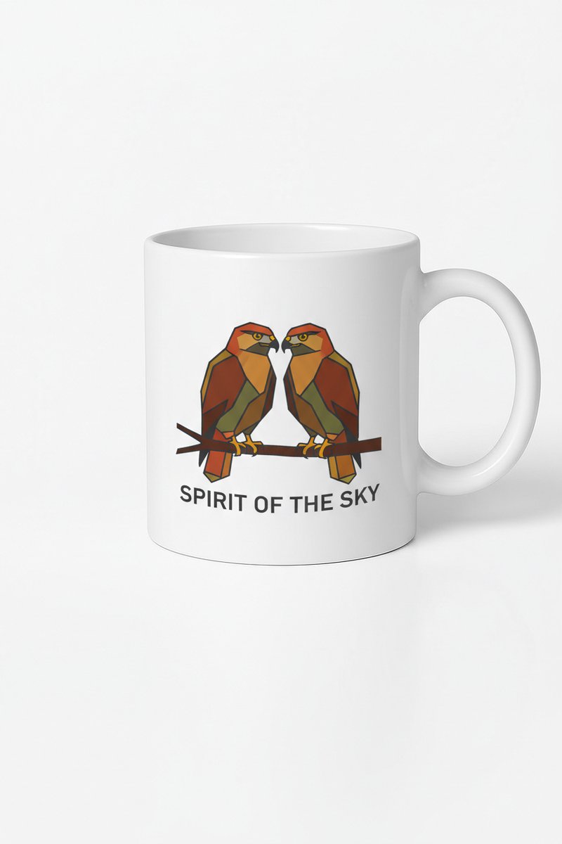 Mok Geometrische Roofvogels - Spirit of the Sky - Uniek Design Koffiemok Cadeau